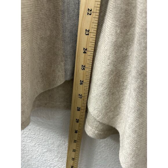 Kinross Cashmere Poncho V Neck Brown Grey One Size Old Money‎ Quiet Luxury Flaw - Picture 9 of 11